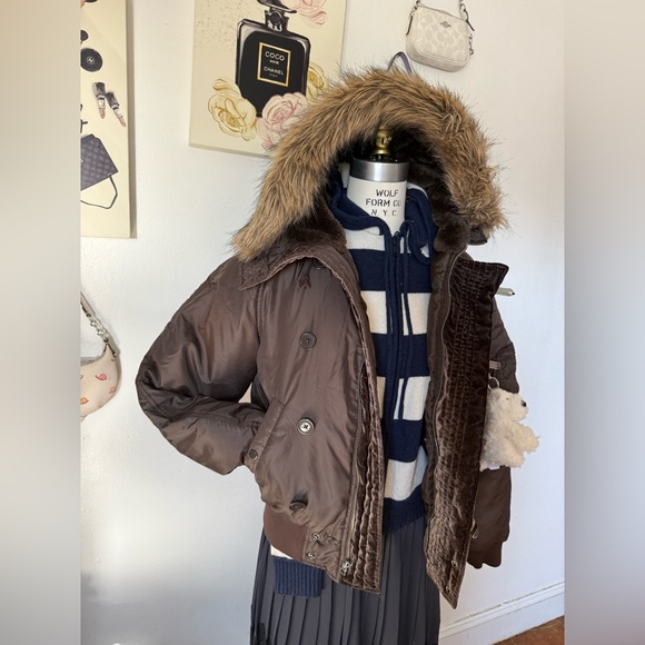 Ralph Lauren Brown Puffer Jacket with Fur Trim - Picture 3 of 10